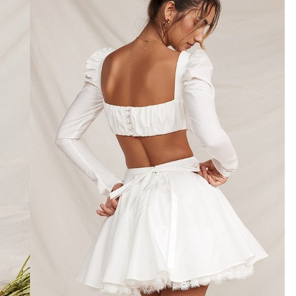 HOUSE OF CB 'Nahla' White Bow Mini Skirt NWOT - Picture 3 of 14